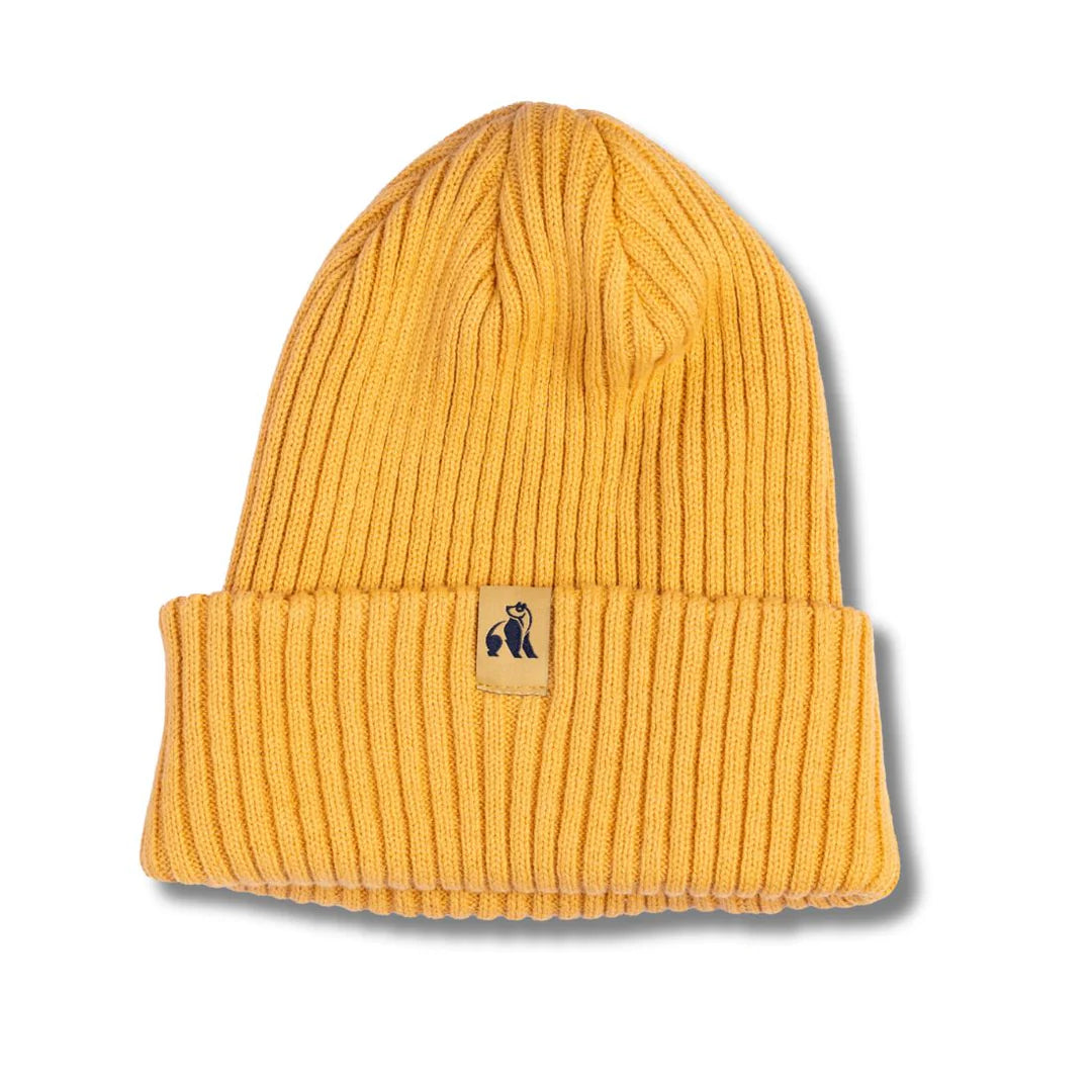 Organic Cotton Beanie In Mustard