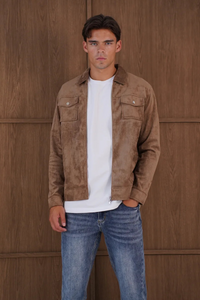 Capo Faux Suede Jacket In Brown