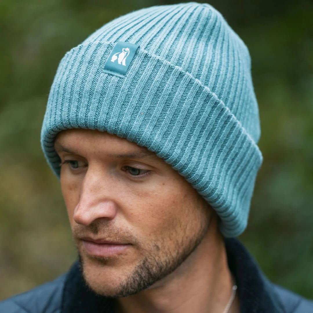 Organic Cotton Beanie In Turquoise