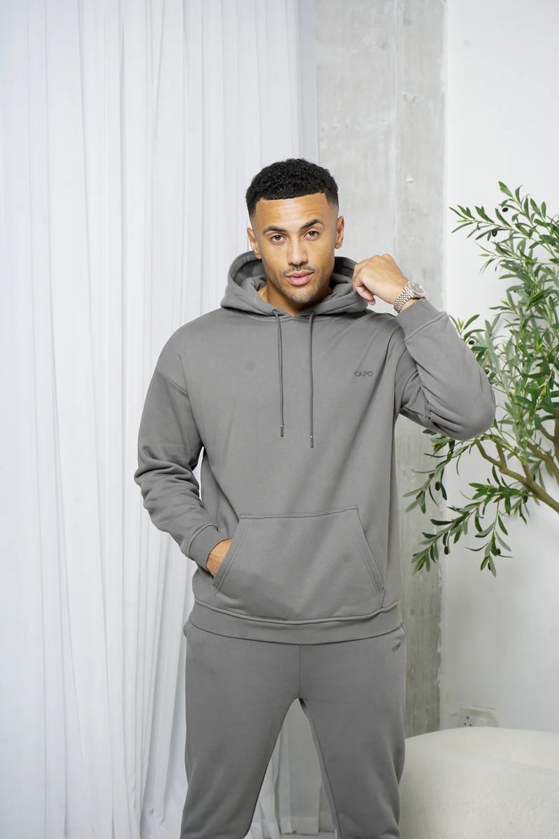 Capo Tracksuit Overhead Hoodie In Charcoal