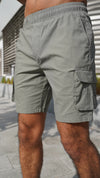 Capo Utility Cotton Cargo Shorts In Slate Grey