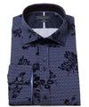 Guide London Floral Flocked Print Shirt In Navy