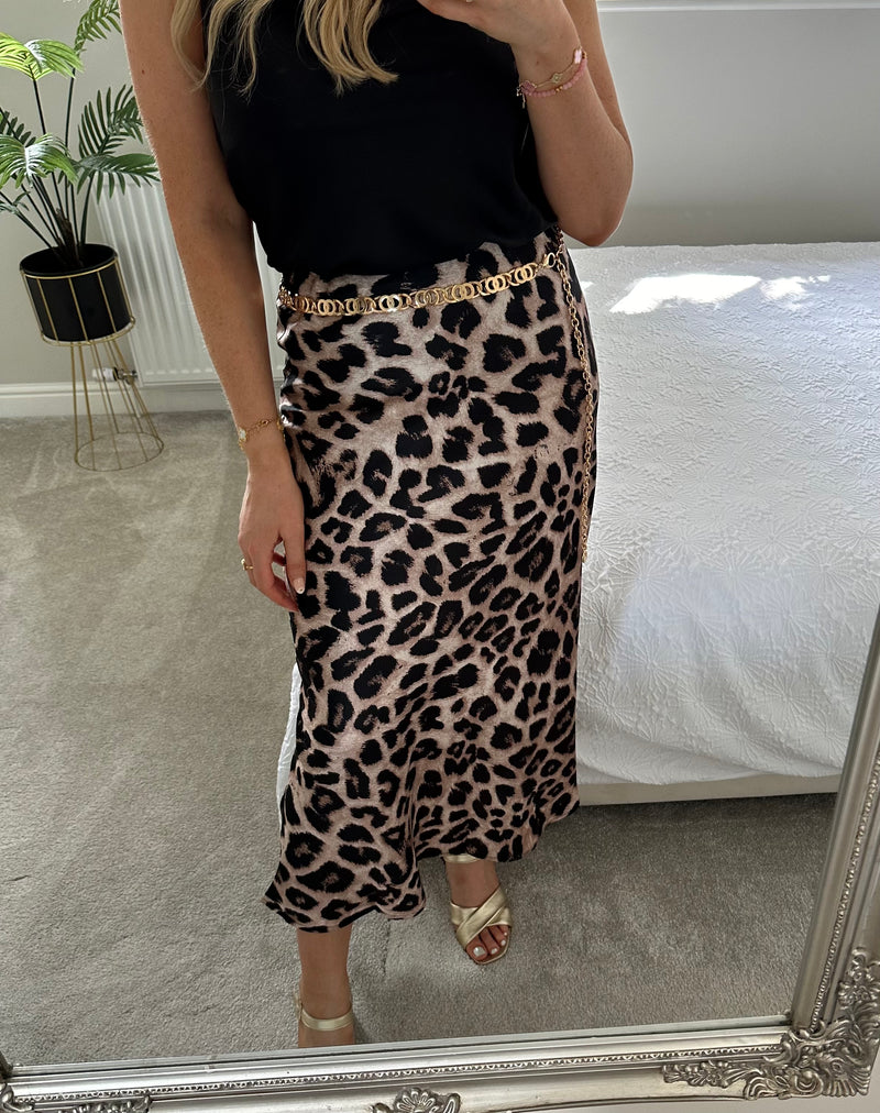 Paula Leopard Print Skirt In Brown