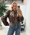 Jessica Floral Shirt In Brown/Cream