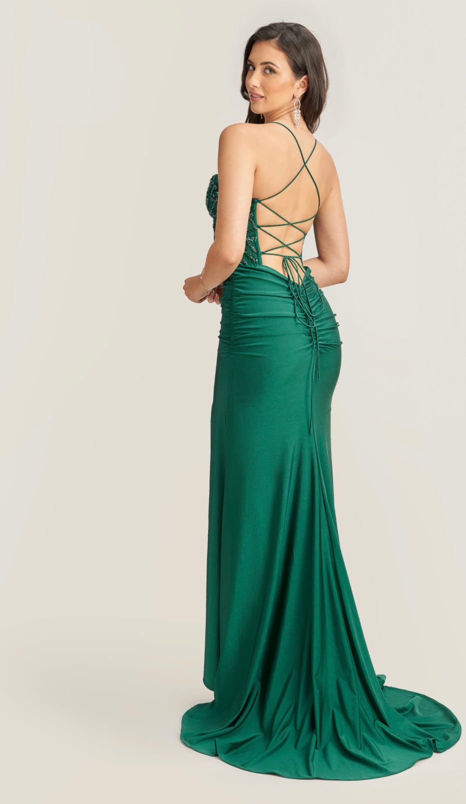 Jora Collections Fitted Prom Dress In Green