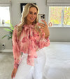Beatrix Floral Ruffle Blouse In Rose