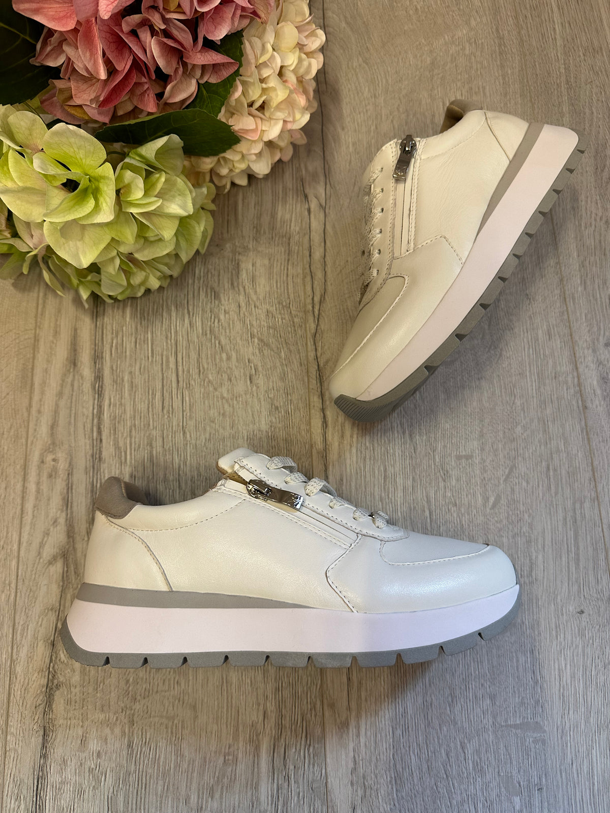 Caprice Leather Chunky Trainers In White