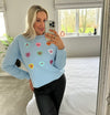 Love Heart Jumper In Baby Blue