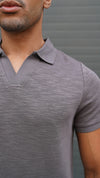Capo Jersey Slub Polo Shirt In Charcoal