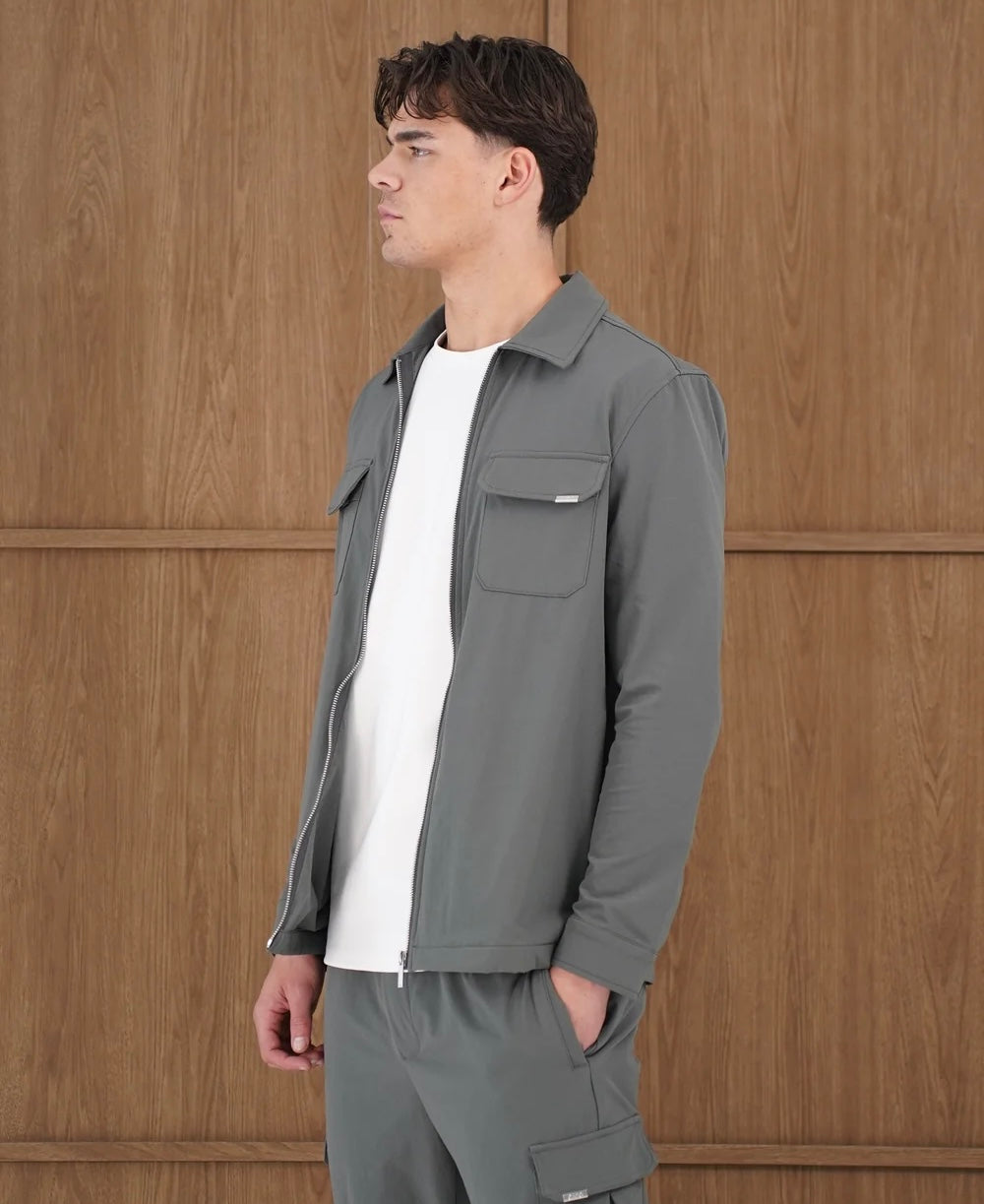Capo Utility Overshirt In Charcoal