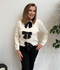 Bella Bow Jumper In Cream
