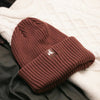 Organic Cotton Beanie In Burgundy/Brown