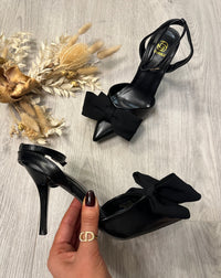 Black Bow Pointed Heels