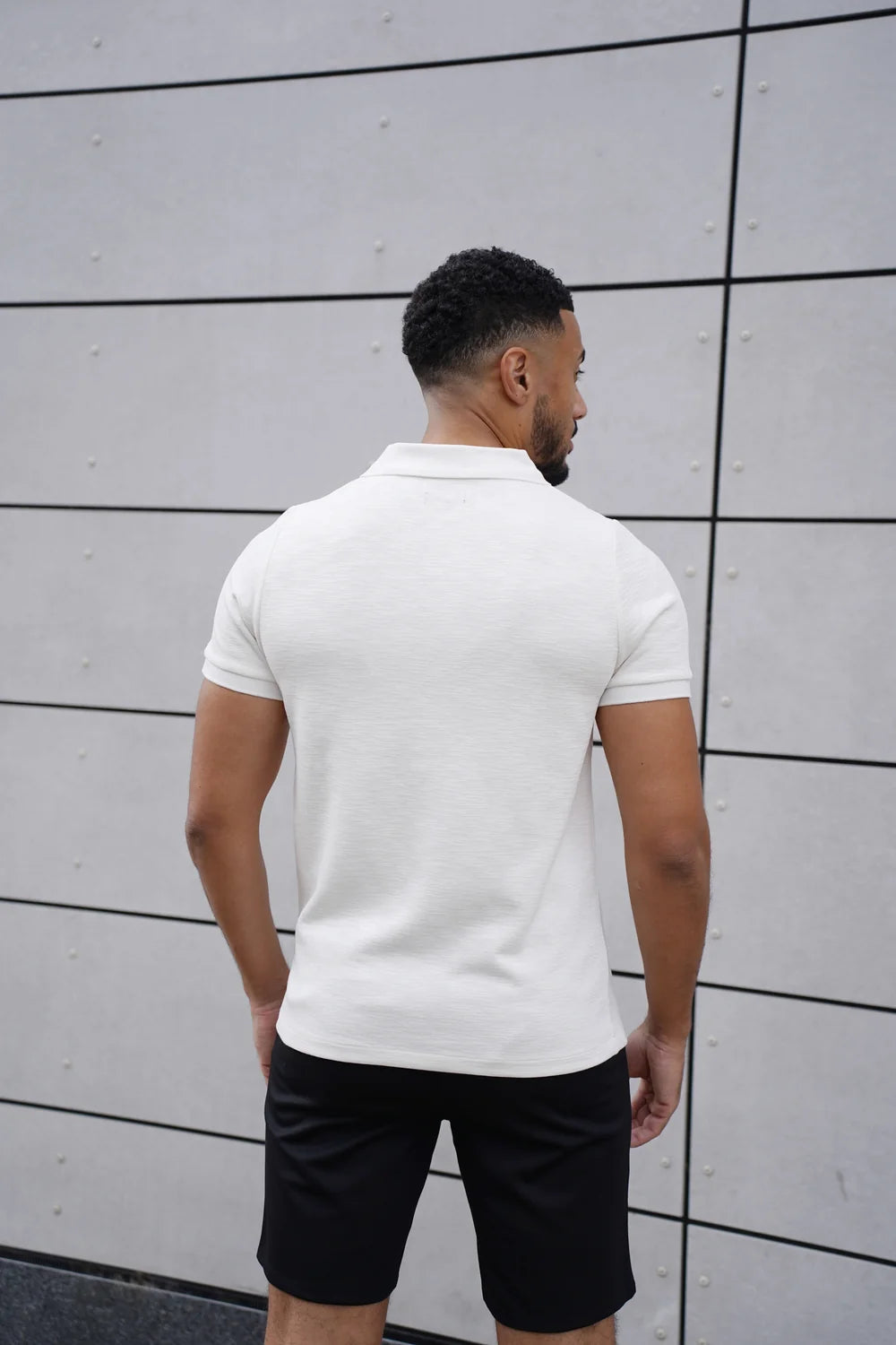 Capo Jersey Slub Cuban Polo Shirt In White