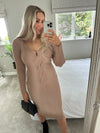 Knitted Jumper Dress In Taupe