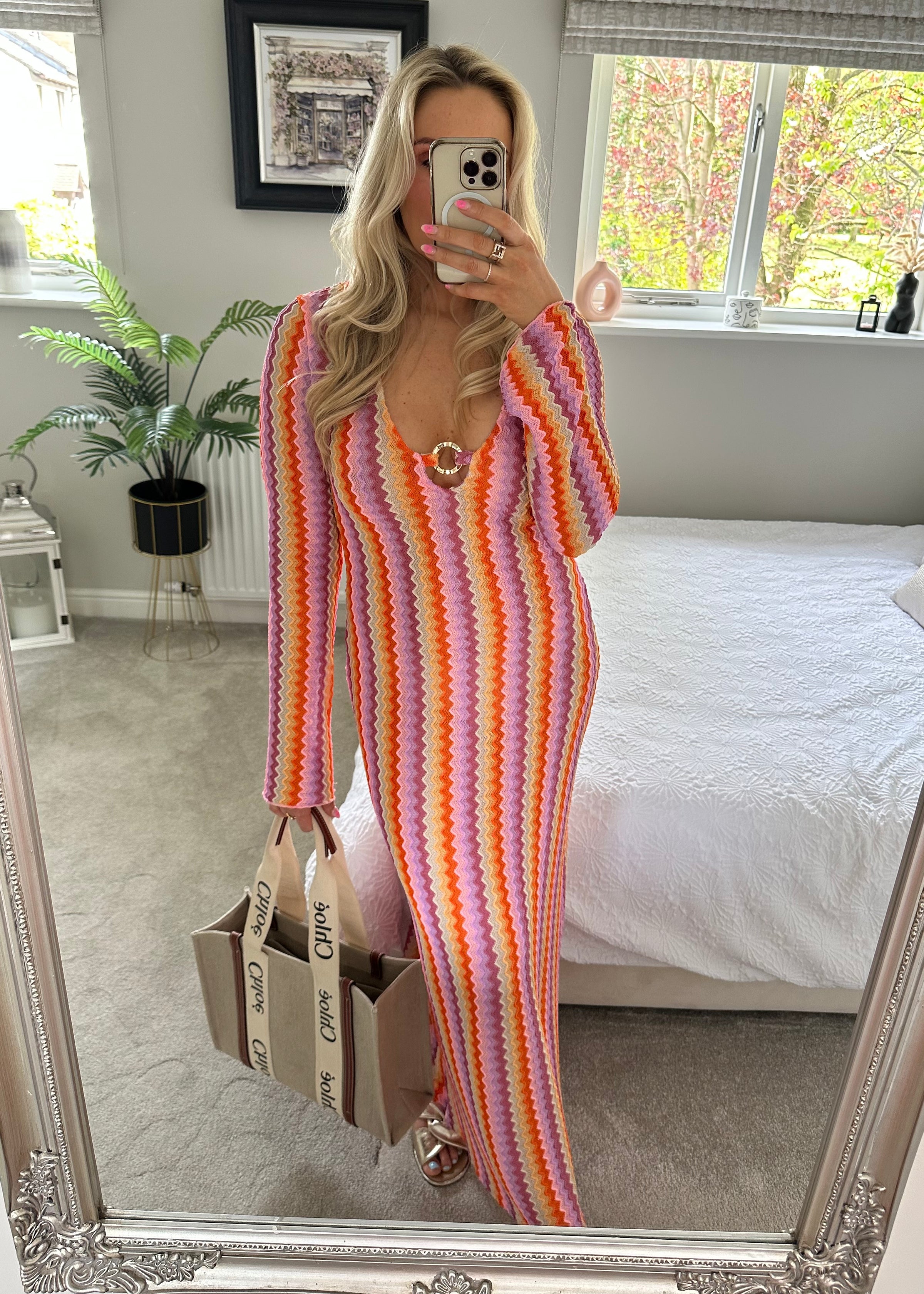 Ezra Kaftan Dress In Pink