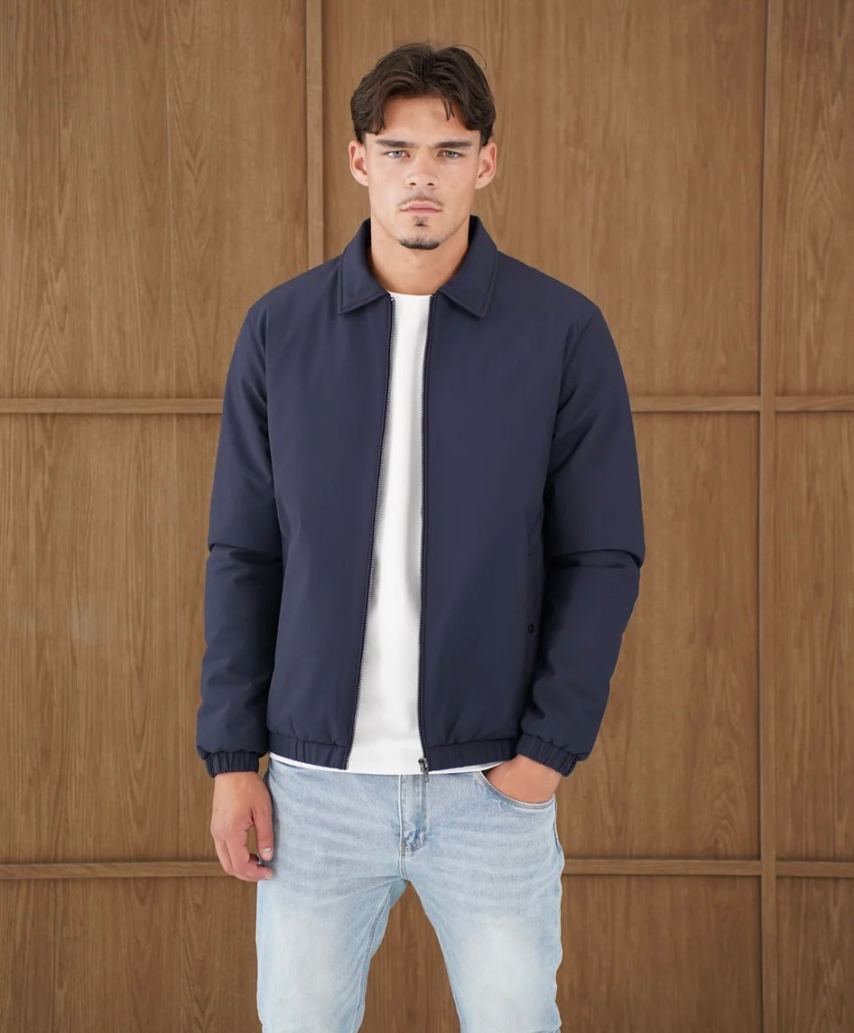 Capo Padded Collar Jacket In Navy