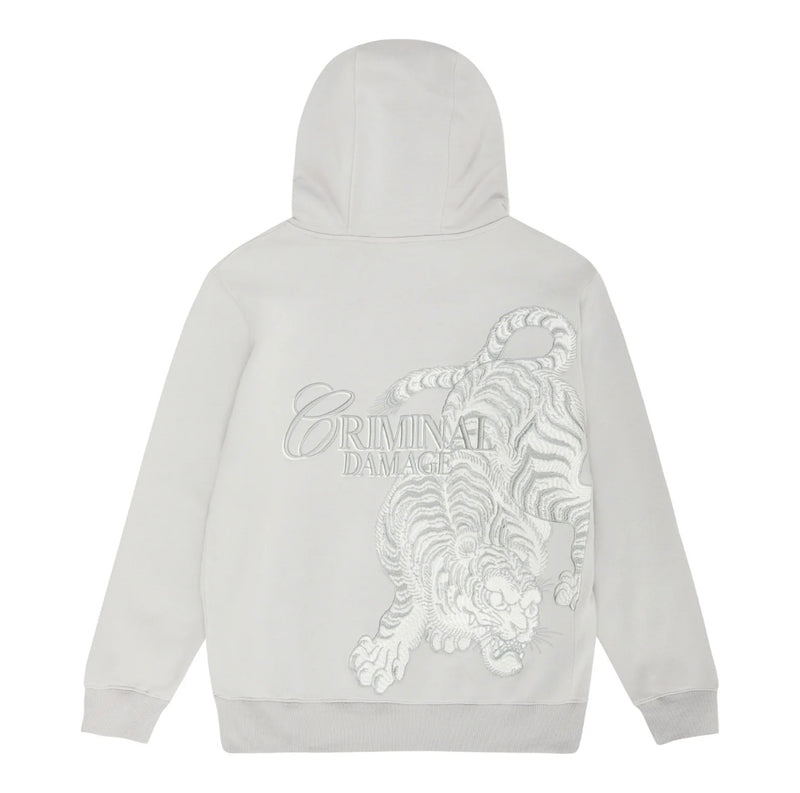 Criminal Damage Tiger Hoodie In Arctic Grey