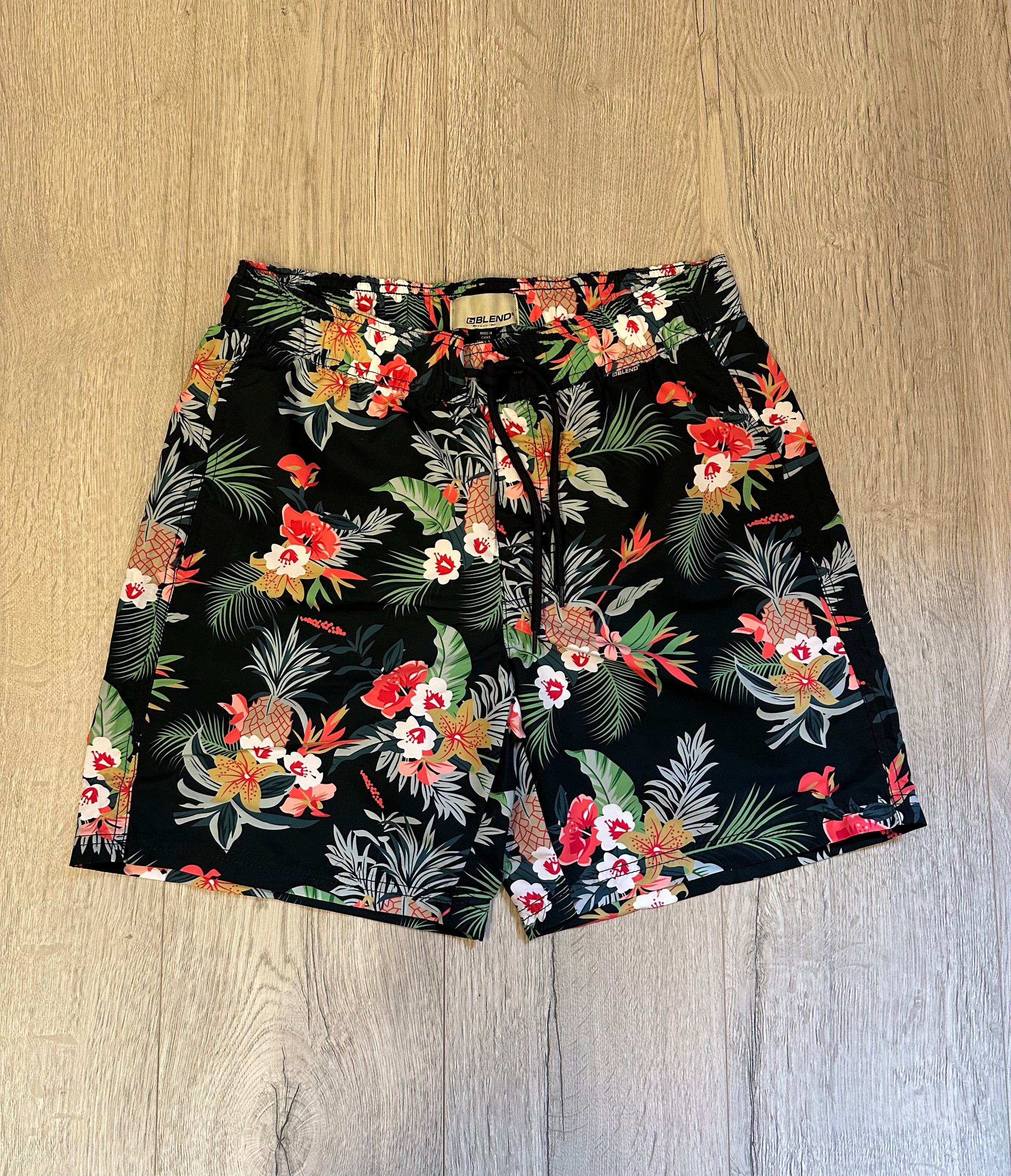 Blend Floral Swim Shorts In Black