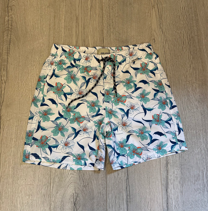 Blend Floral Swim Shorts In White