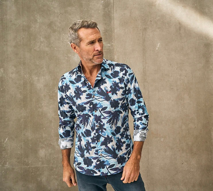 Dario Beltran Tecen Floral Shirt In Blue