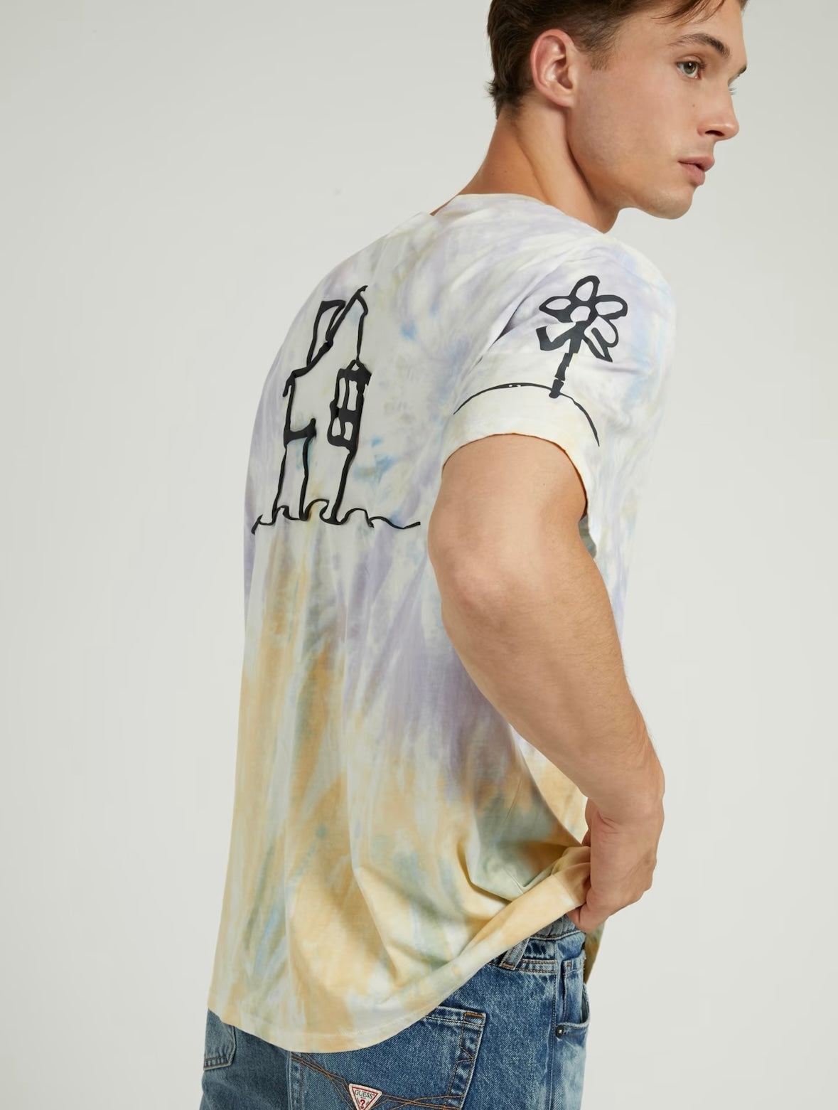 Guess Burning Tire Banksy Graffiti T-Shirt In Tie Dye