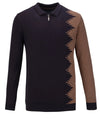 Guide London Contrast Sleeve Jumper In Navy/Camel