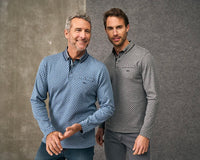 Dario Beltran Long Sleeved Polo in Blue