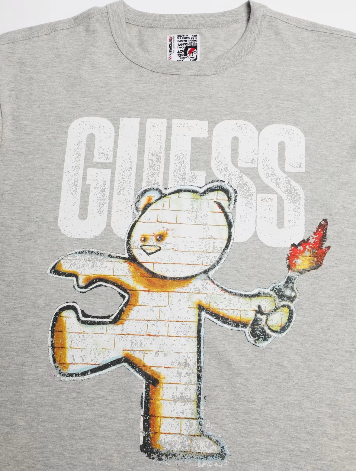 Guess Teddy Banksy Graffiti Print T-Shirt In Grey