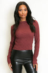 Talia Textured Top In Burgundy