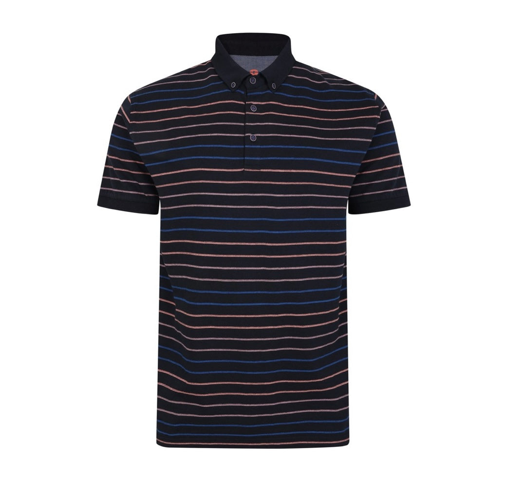 Peter Gribby Striped Polo Shirt In Navy