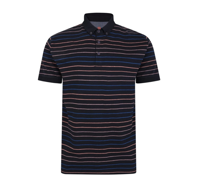 Peter Gribby Striped Polo Shirt In Navy