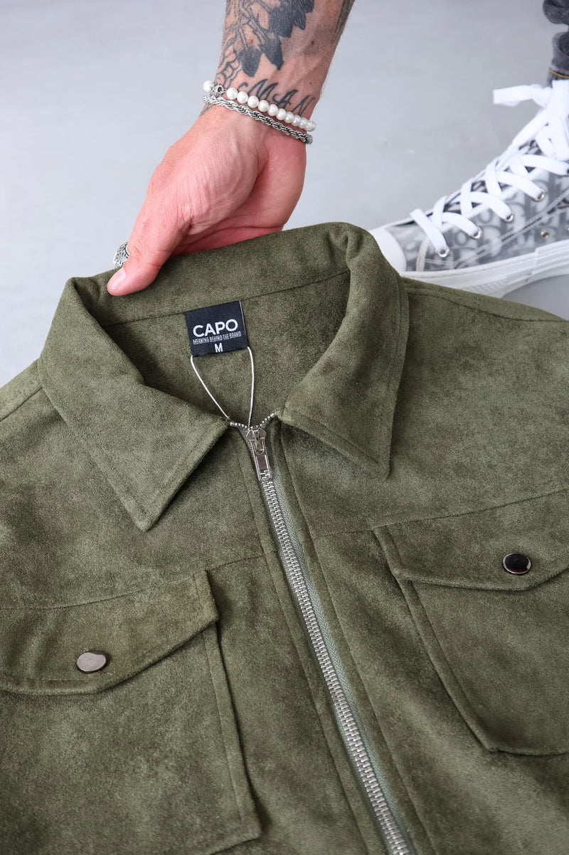 Capo Suede Jacket In Olive