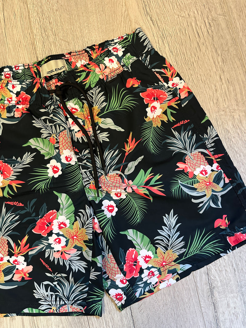 Blend Floral Swim Shorts In Black