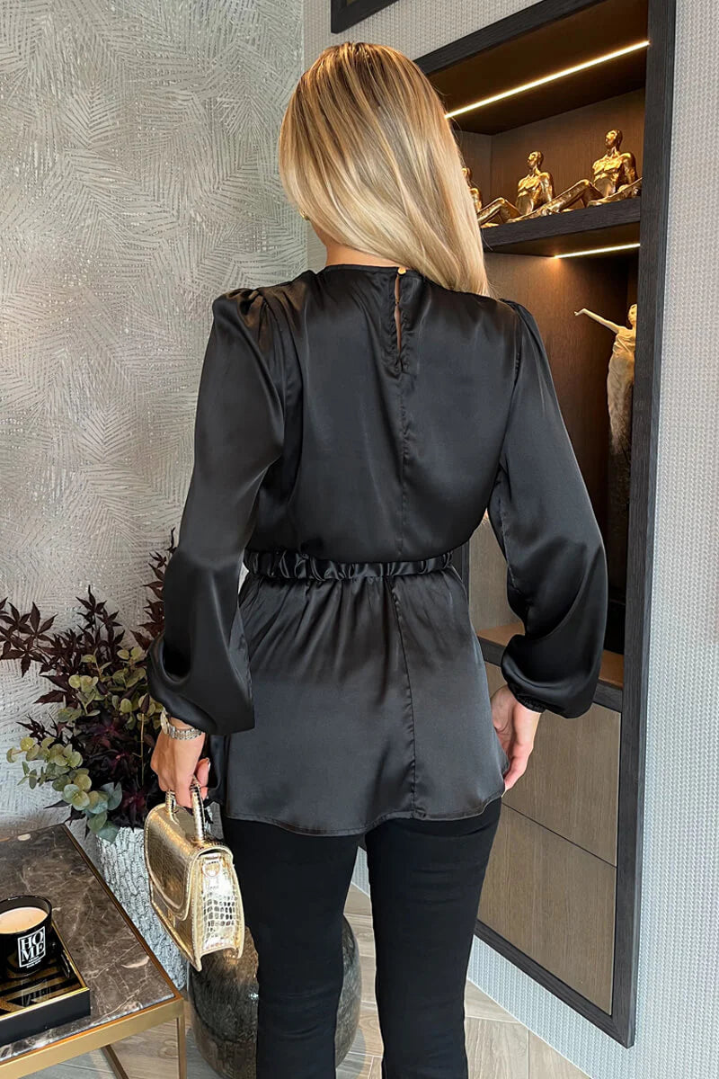 Bianca Satin Top In Black