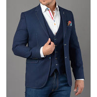 Claudio Lugli Jacket And Waistcoat In Navy Rainbow Stitch