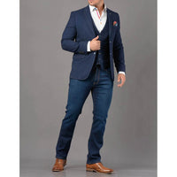 Claudio Lugli Jacket And Waistcoat In Navy Rainbow Stitch