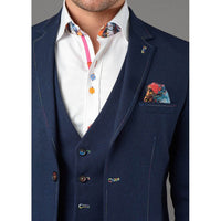 Claudio Lugli Jacket And Waistcoat In Navy Rainbow Stitch