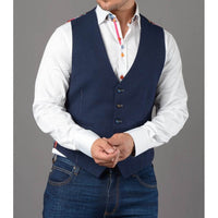 Claudio Lugli Jacket And Waistcoat In Navy Rainbow Stitch