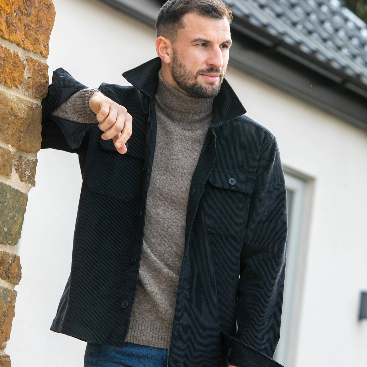 Roll Neck Sweater In Taupe