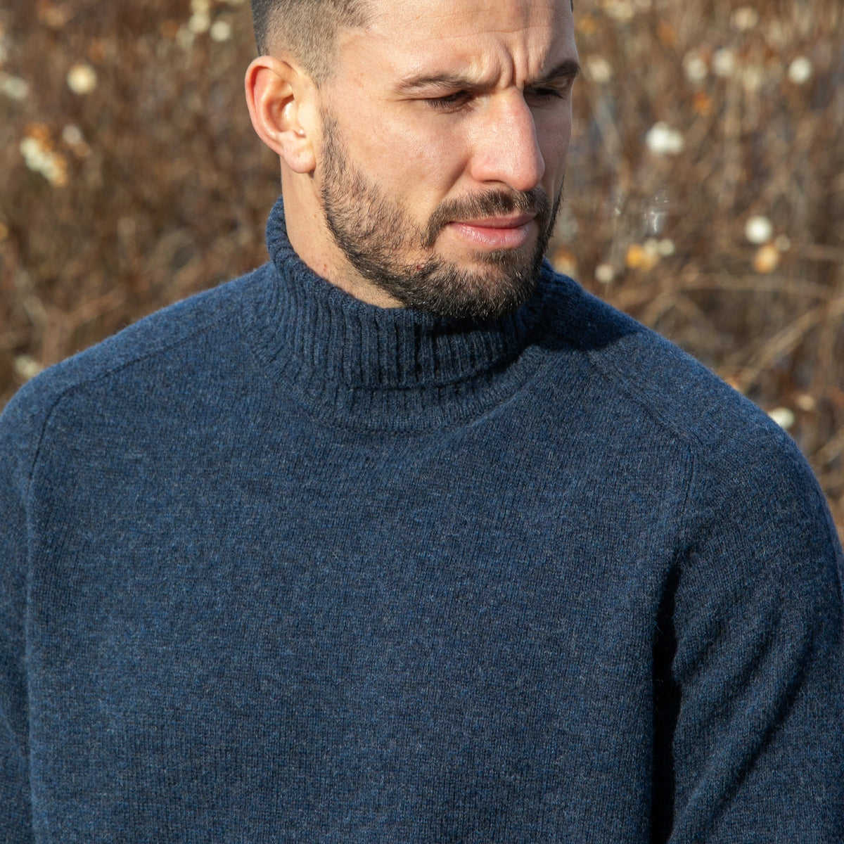 Roll Neck Sweater In Navy
