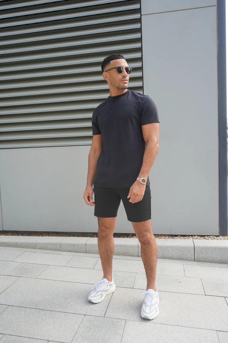 Capo Mercerised Ribbed T-Shirt In Black
