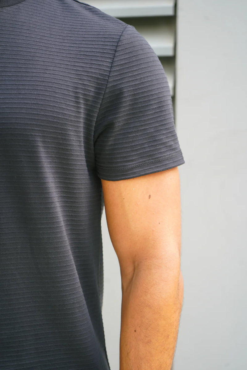 Capo Mercerised Ribbed T-Shirt In Black