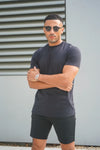 Capo Mercerised Ribbed T-Shirt In Black