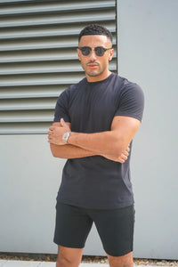 Capo Mercerised Ribbed T-Shirt In Black