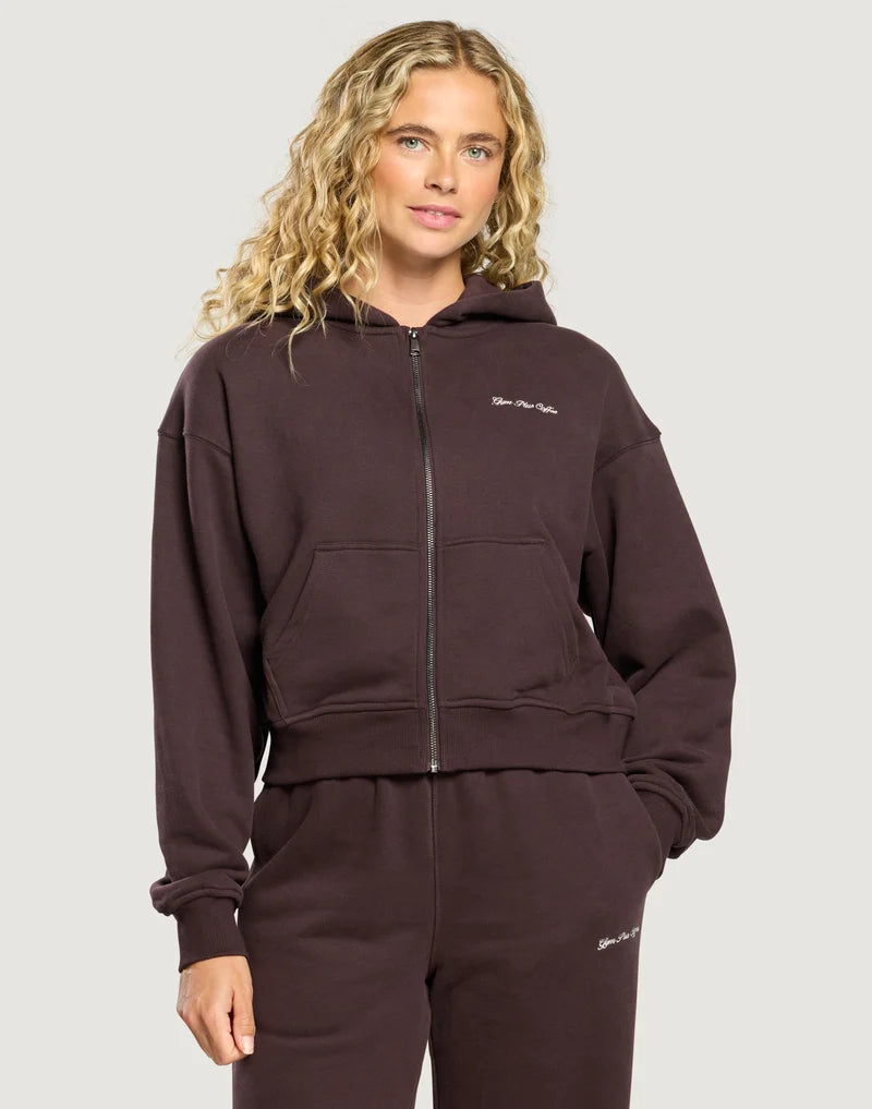 Gym + Coffee Daily Zip Hoodie In Mocha Bean.