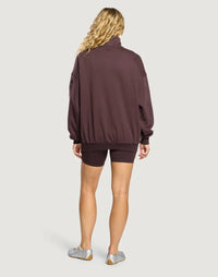 Gym + Coffee Snap Collar Sierra Sweatshirt In Mocha Bean