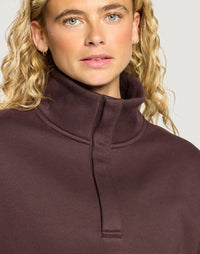 Gym + Coffee Snap Collar Sierra Sweatshirt In Mocha Bean