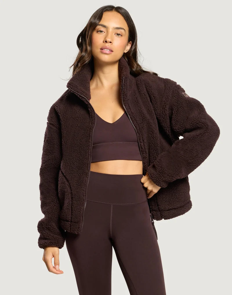 Gym + Coffee Industry Fleece High Collar In Mocha Bean.