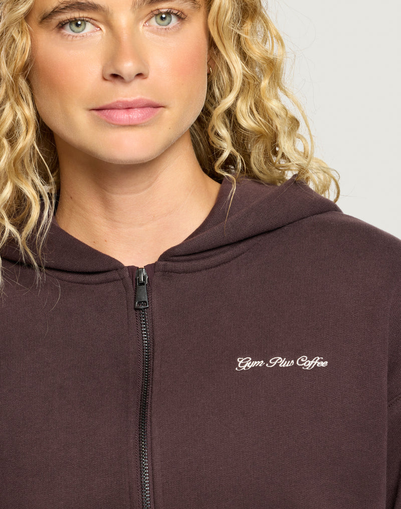 Gym + Coffee Daily Zip Hoodie In Mocha Bean.